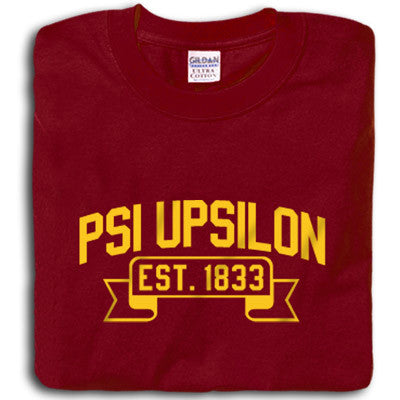Psi Upsilon Vintage Football Printed T-Shirt - Gildan 5000 - CAD