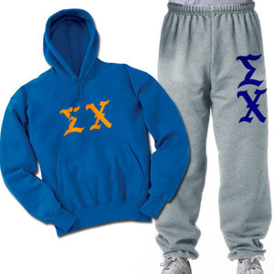 Sigma Chi Hoodie and Sweatpants, Printed Old English Letters, Package Deal - CAD