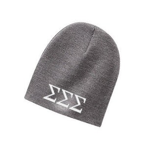 Sigma Sigma Sigma Knit Beanie, 2-Color Greek Letters - 1500 - EMB