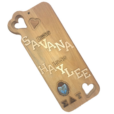Sorority Large Slanted Heart Plaque, Greek Paddle Package
