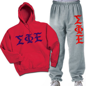 Sigma Phi Epsilon Hoodie and Sweatpants, Printed Old English Letters, Package Deal - CAD