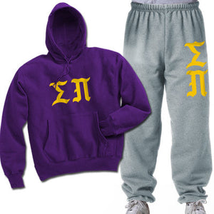 Sigma Pi Hoodie and Sweatpants, Printed Old English Letters, Package Deal - CAD