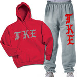 Tau Kappa Epsilon Hoodie and Sweatpants, Printed Old English Letters, Package Deal - CAD