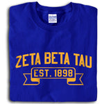 Zeta Beta Tau T-Shirt, Printed Vintage Football Design - G500 - CAD