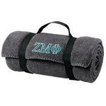 Zeta Mu Phi Fleece Blanket with Straps, 2-Color Greek Letters - BP10 - EMB