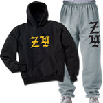 Zeta Psi Hoodie and Sweatpants, Printed Old English Letters, Package Deal - CAD